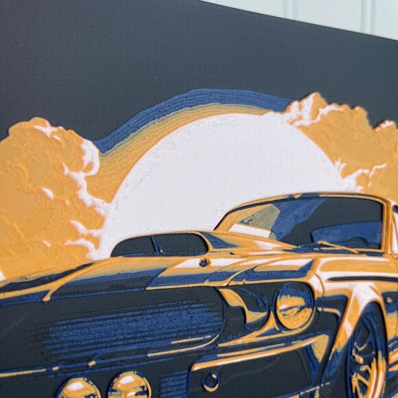 Mustang in the Morning Sunrise, Wall Art, Car Art, Textured Art - Picture 9 of 10
